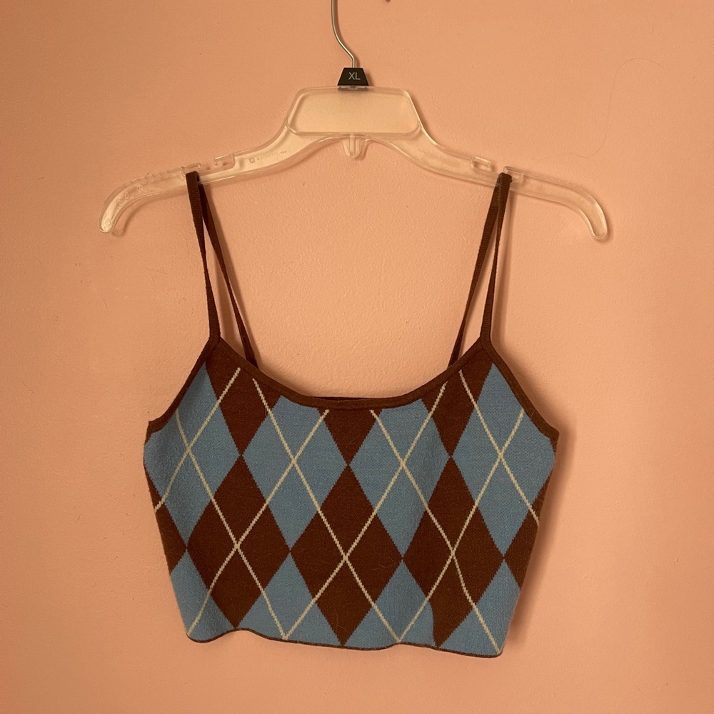 Kendall and Kylie blue and brown tank top